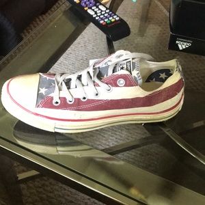Never-worn new American flag distressed converse